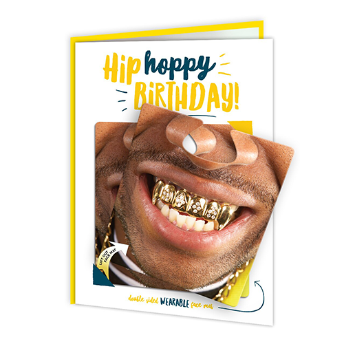 Hip Hoppy Birthday Card With Wearable Face Mat - Monkey Monkey Cyprus