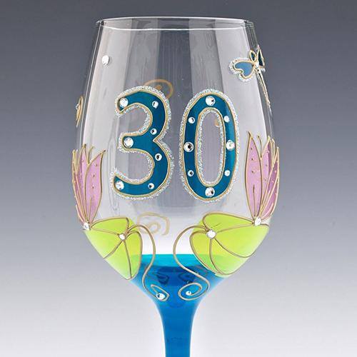 Age-30 Julie Childs Dragonfly Wine Glass - Monkey Monkey Cyprus