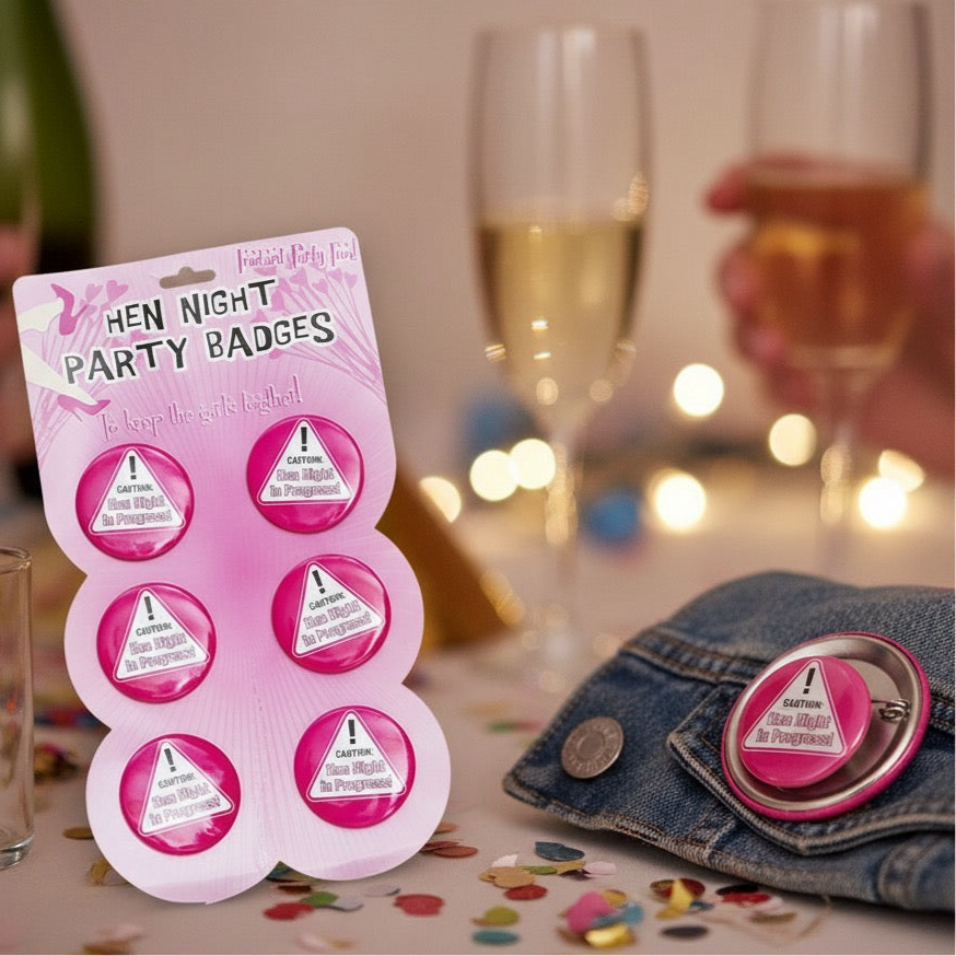 Hen Night In Progress Badges - Set of 6