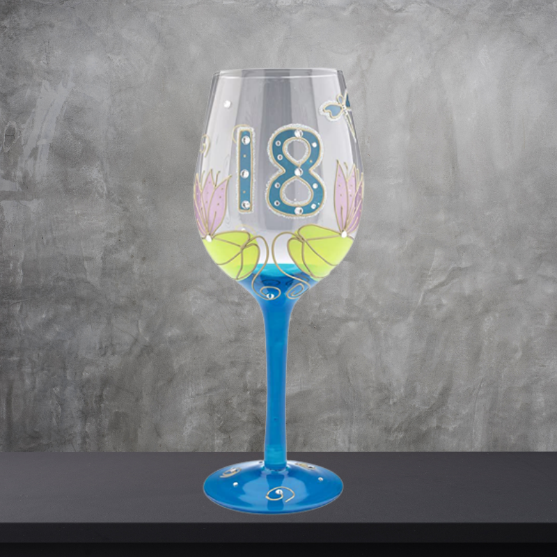 Age-18 Julie Childs Dragonfly Wine Glass - Monkey Monkey Cyprus