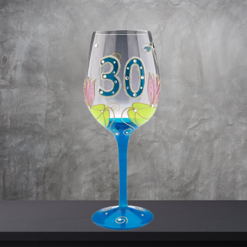 Age-30 Julie Childs Dragonfly Wine Glass - Monkey Monkey Cyprus