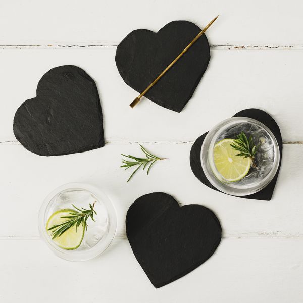 Heart Slate Coasters (Set of 4) - Monkey Monkey Cyprus