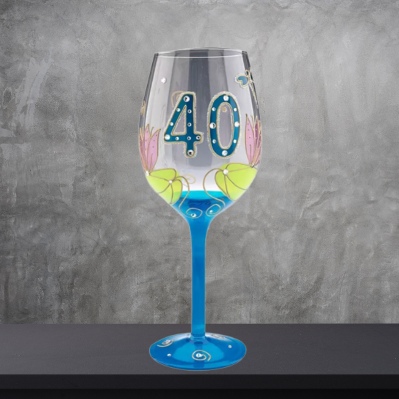 Age-40 Julie Childs Dragonfly Wine Glass - Monkey Monkey Cyprus