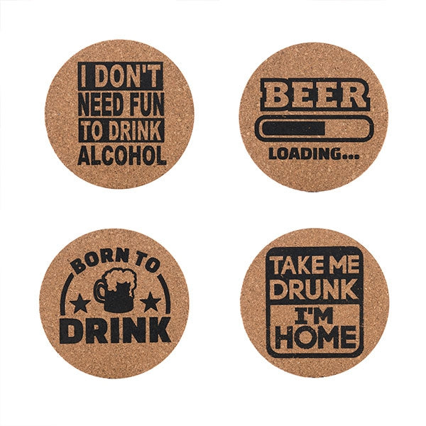 Party Cork Coasters (Set of 4) - Monkey Monkey Cyprus