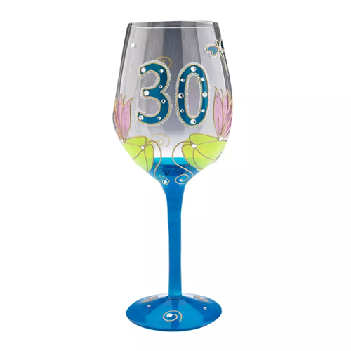 Age-30 Julie Childs Dragonfly Wine Glass - Monkey Monkey Cyprus