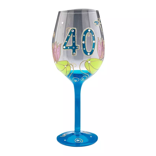 Age-40 Julie Childs Dragonfly Wine Glass - Monkey Monkey Cyprus